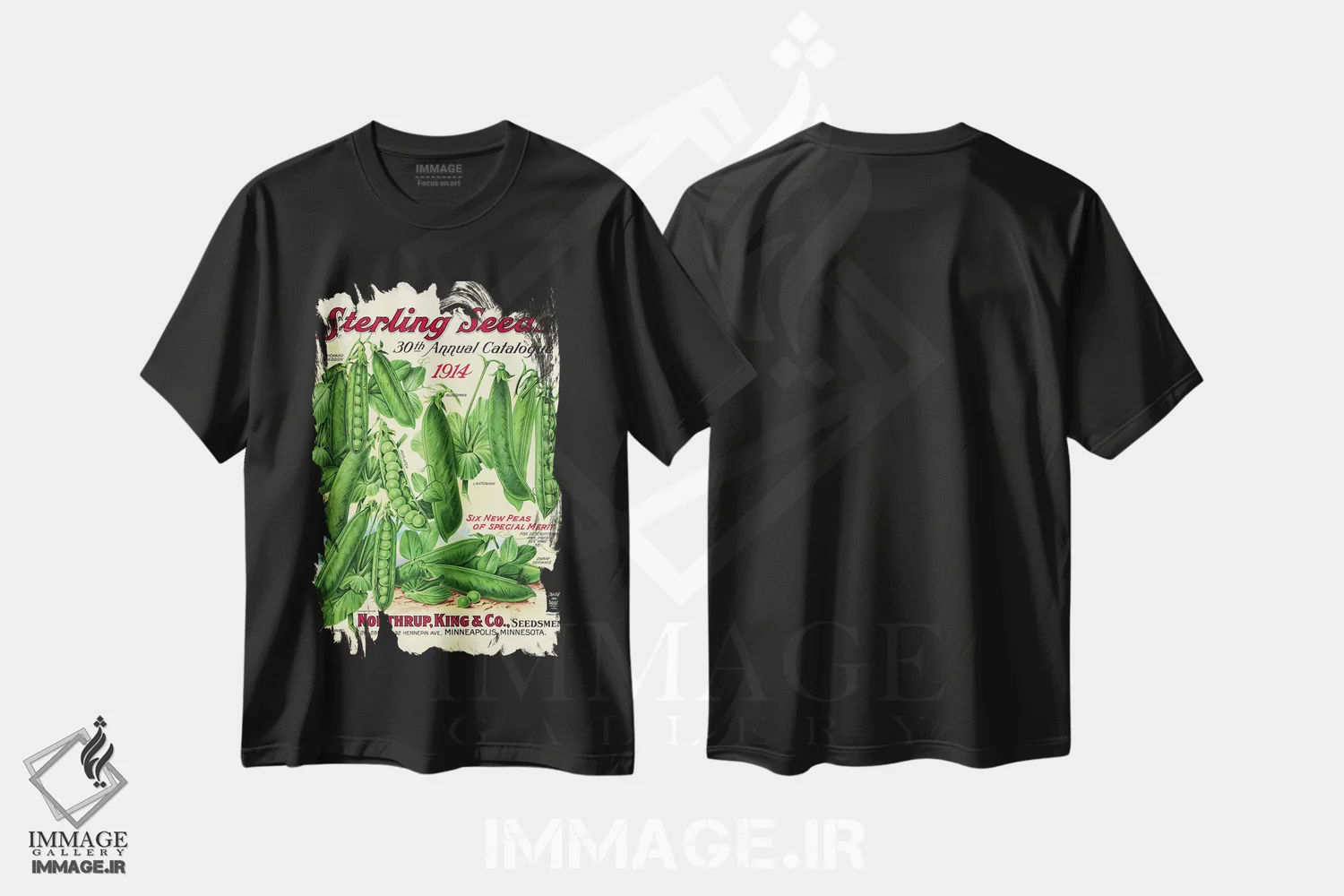 تیشرت مشکی طرح دار بذر استرلینگ، 1914، از کتابخانه باغبانی آندرسن، تزئینی اثر پیدیکس | فروشگاه ایماژ