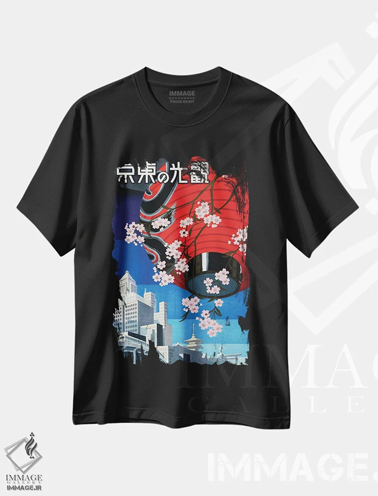 تیشرت مشکی طرح دار پوستر سفر توکیو، ژاپن، دهه 1930، تزئینی اثر پیدیکس | immage.ir