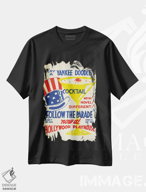 تیشرت مشکی طرح دار کاکتِل یانکی دودل در تئاتر هالیوود، تزئینی اثر پیدیکس | فروشگاه ایماژ