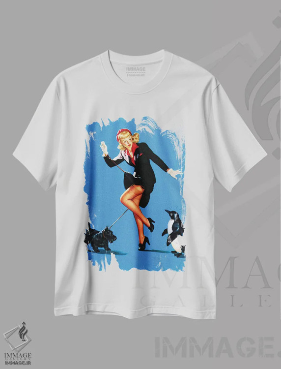 تیشرت سفید طرح دار پین آپ زوج عجیب اثر گیل الوگرن، هنر دیجیتال اثر پیدیکس | فروشگاه ایماژ