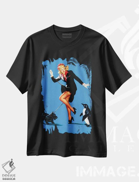تیشرت مشکی طرح دار پین آپ زوج عجیب اثر گیل الوگرن، هنر دیجیتال اثر پیدیکس | immage.ir
