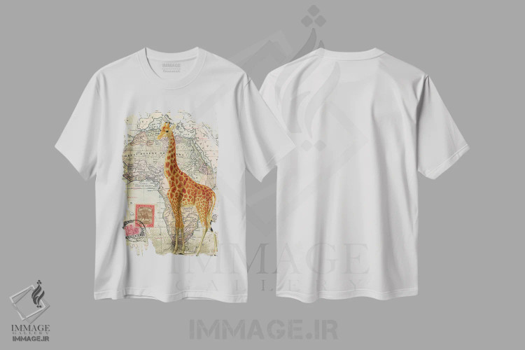 تیشرت سفید طرح دار زرافه، تزئینی اثر پیدیکس | immage.ir