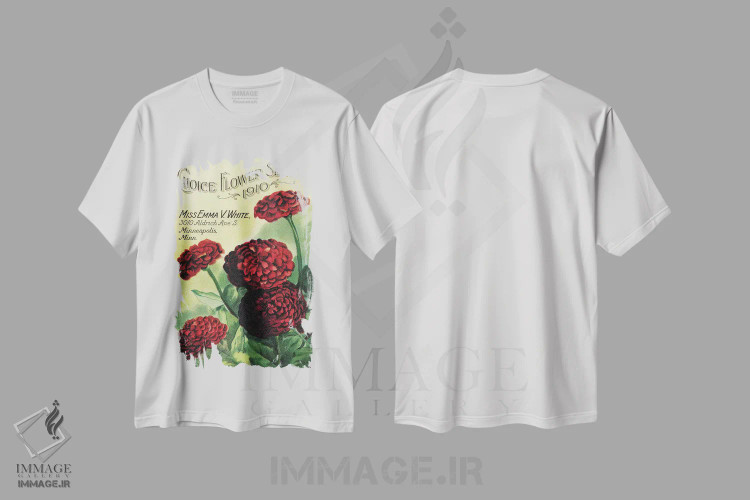 تیشرت سفید طرح دار بذر گل های انتخابی، 1910، از کتابخانه باغبانی آندرسن، تزئینی اثر پیدیکس | immage.ir