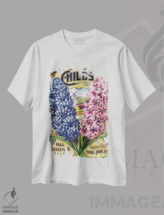 تیشرت سفید طرح دار هیاسینت دوگانه، 1907، از کتابخانه باغبانی آندرسن، تزئینی اثر پیدیکس | فروشگاه ایماژ