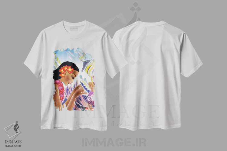 تیشرت سفید طرح دار هاوایی دهه 1940، تزئینی اثر پیدیکس | فروشگاه ایماژ