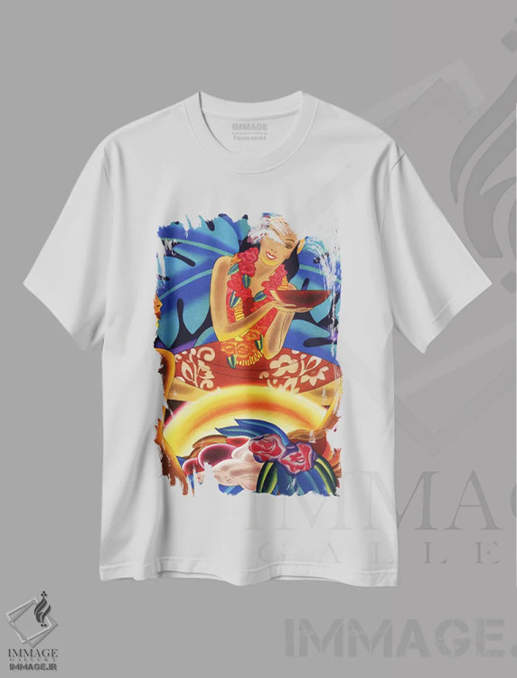 تیشرت سفید طرح دار لوآو هاوایی، دهه 1940، تزئینی اثر پیدیکس | immage.ir