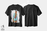تیشرت مشکی طرح دار آبی اسطوخودوس، هنر آمریکایی آفریقایی تبار اثر پنیل انچیل | فروشگاه ایماژ