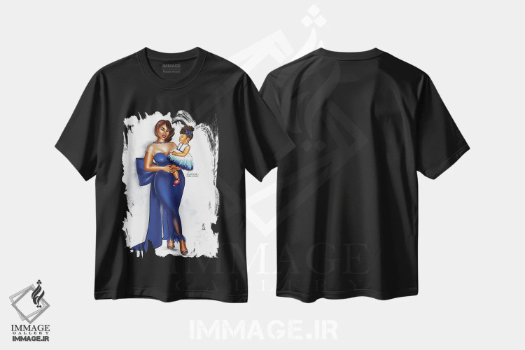 تیشرت مشکی طرح دار آبی گره زده، هنر آمریکایی آفریقایی تبار اثر پنیل انچیل | immage.ir