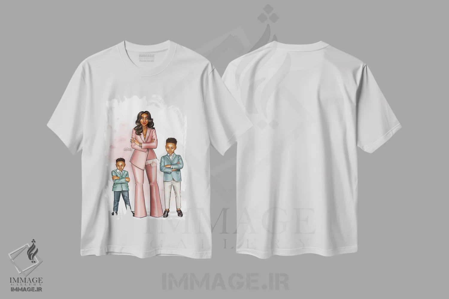 تیشرت سفید طرح دار سه تای مجهز، هنر آمریکایی آفریقایی تبار اثر پنیل انچیل | immage.ir