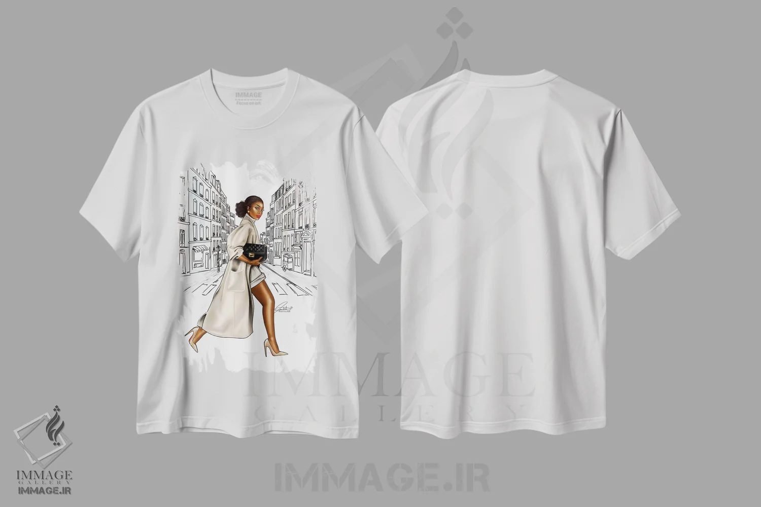 تیشرت سفید طرح دار در حال فرار، هنر آمریکایی آفریقایی تبار اثر پنیل انچیل | فروشگاه ایماژ