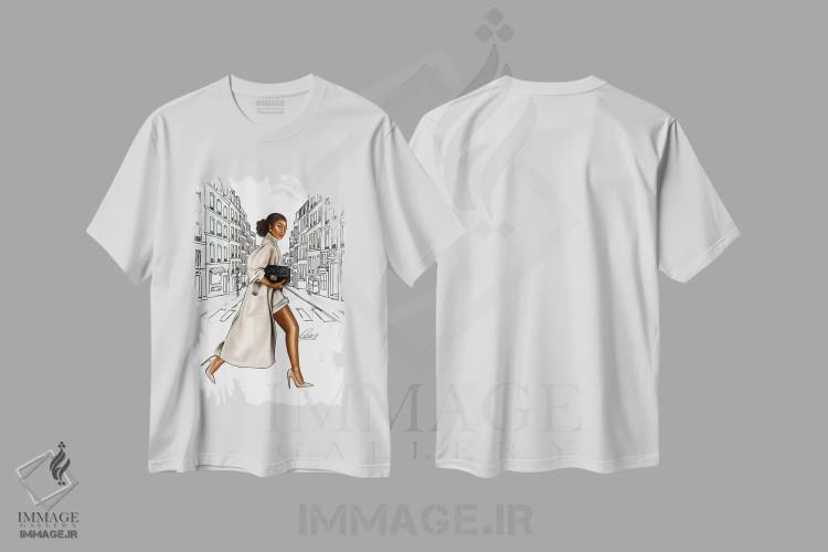 تیشرت سفید طرح دار در حال فرار، هنر آمریکایی آفریقایی تبار اثر پنیل انچیل | فروشگاه ایماژ