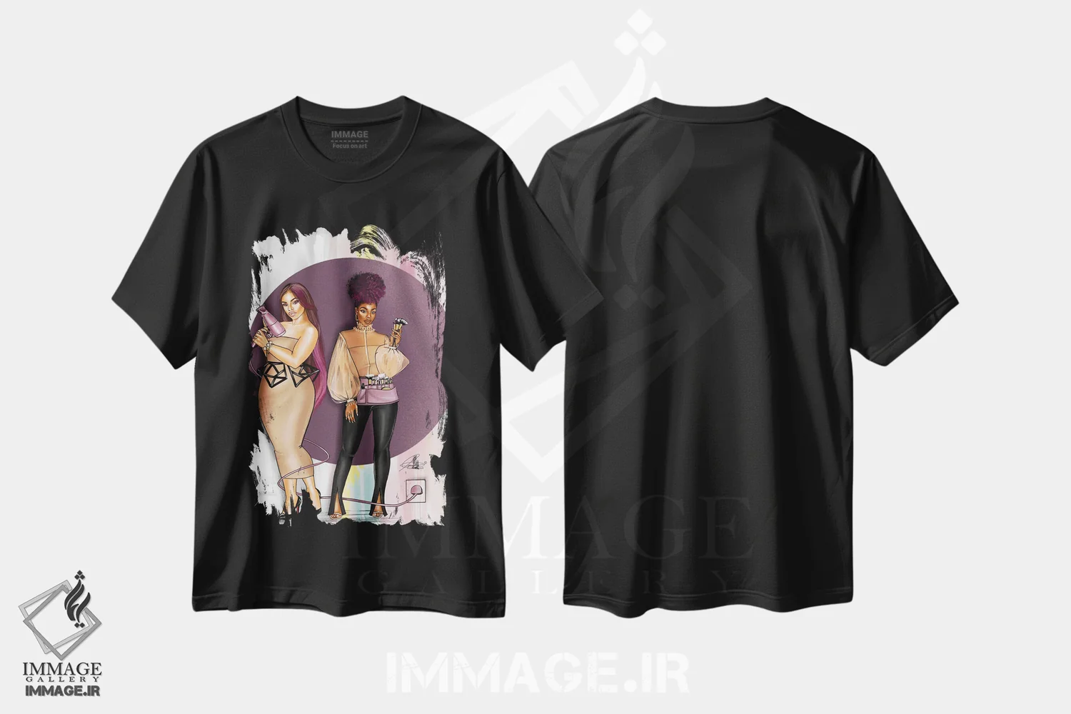 تیشرت مشکی طرح دار موآ کروفز، هنر آمریکایی آفریقایی تبار اثر پنیل انچیل | فروشگاه ایماژ