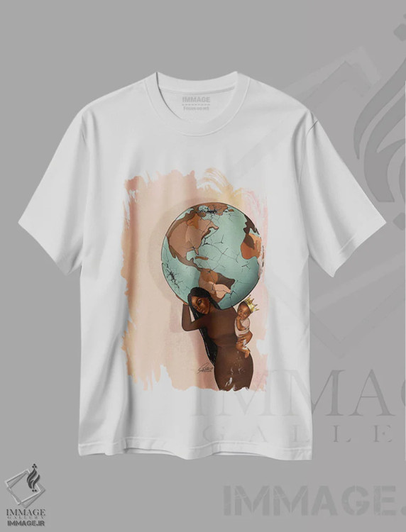 تیشرت سفید طرح دار بار مادر، هنر آمریکایی آفریقایی تبار اثر پنیل انچیل | immage.ir