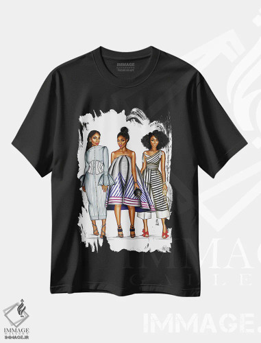 تیشرت مشکی طرح دار راه راه ها، هنر آمریکایی آفریقایی تبار اثر پنیل انچیل | فروشگاه ایماژ
