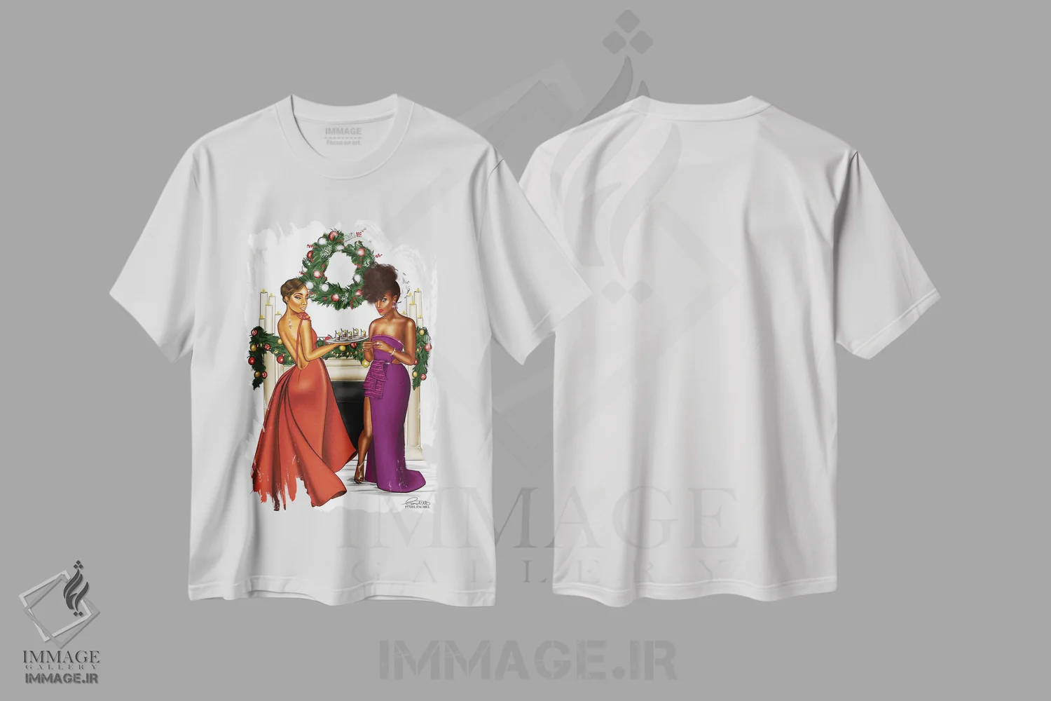 تیشرت سفید طرح دار سرویس گلام، هنر آمریکایی آفریقایی تبار اثر پنیل انچیل | فروشگاه ایماژ