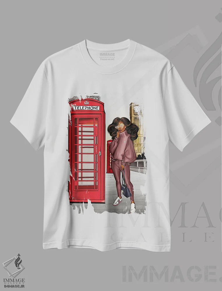 تیشرت سفید طرح دار بری لندن، هنر آمریکایی آفریقایی تبار اثر پنیل انچیل | immage.ir
