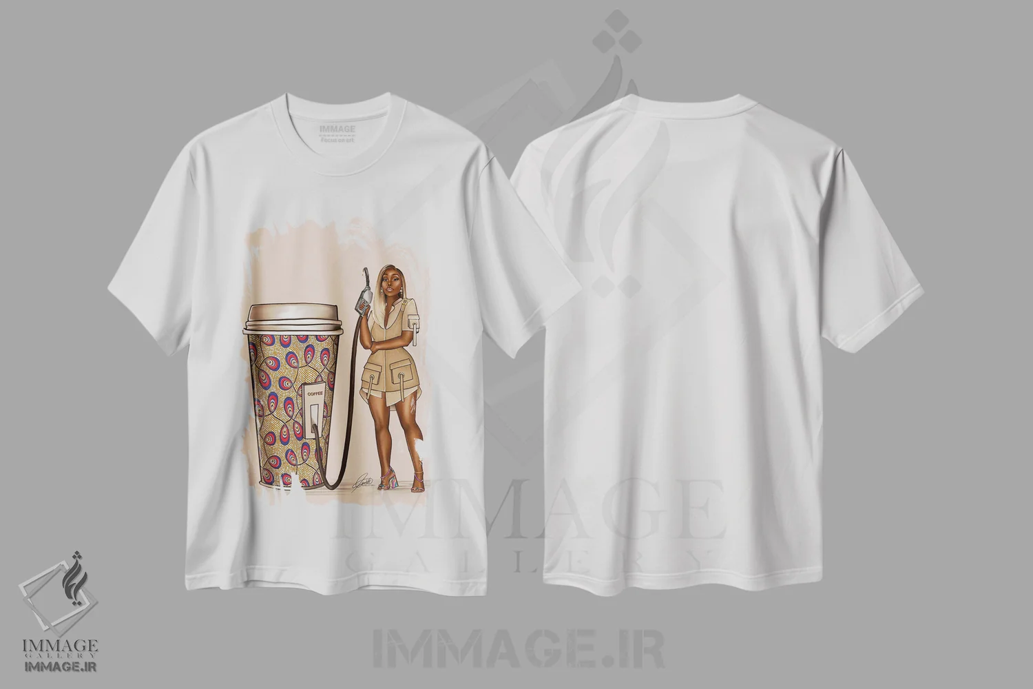 تیشرت سفید طرح دار قهوه آنکارا، هنر آمریکایی آفریقایی تبار اثر پنیل انچیل | immage.ir
