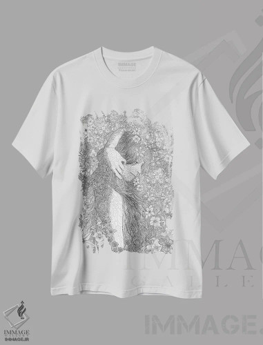 تیشرت سفید طرح دار یک روز از زندگی، هنر تزئینی سیاه و سفید اثر پدرو تاپا | فروشگاه ایماژ