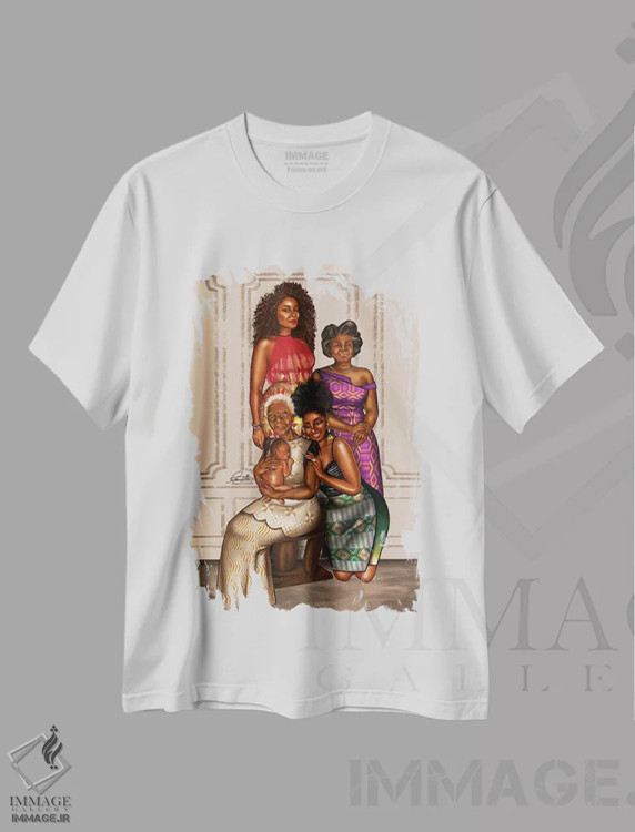 تیشرت سفید طرح دار نسل ها، هنر آمریکایی آفریقایی تبار اثر پنیل انچیل | immage.ir