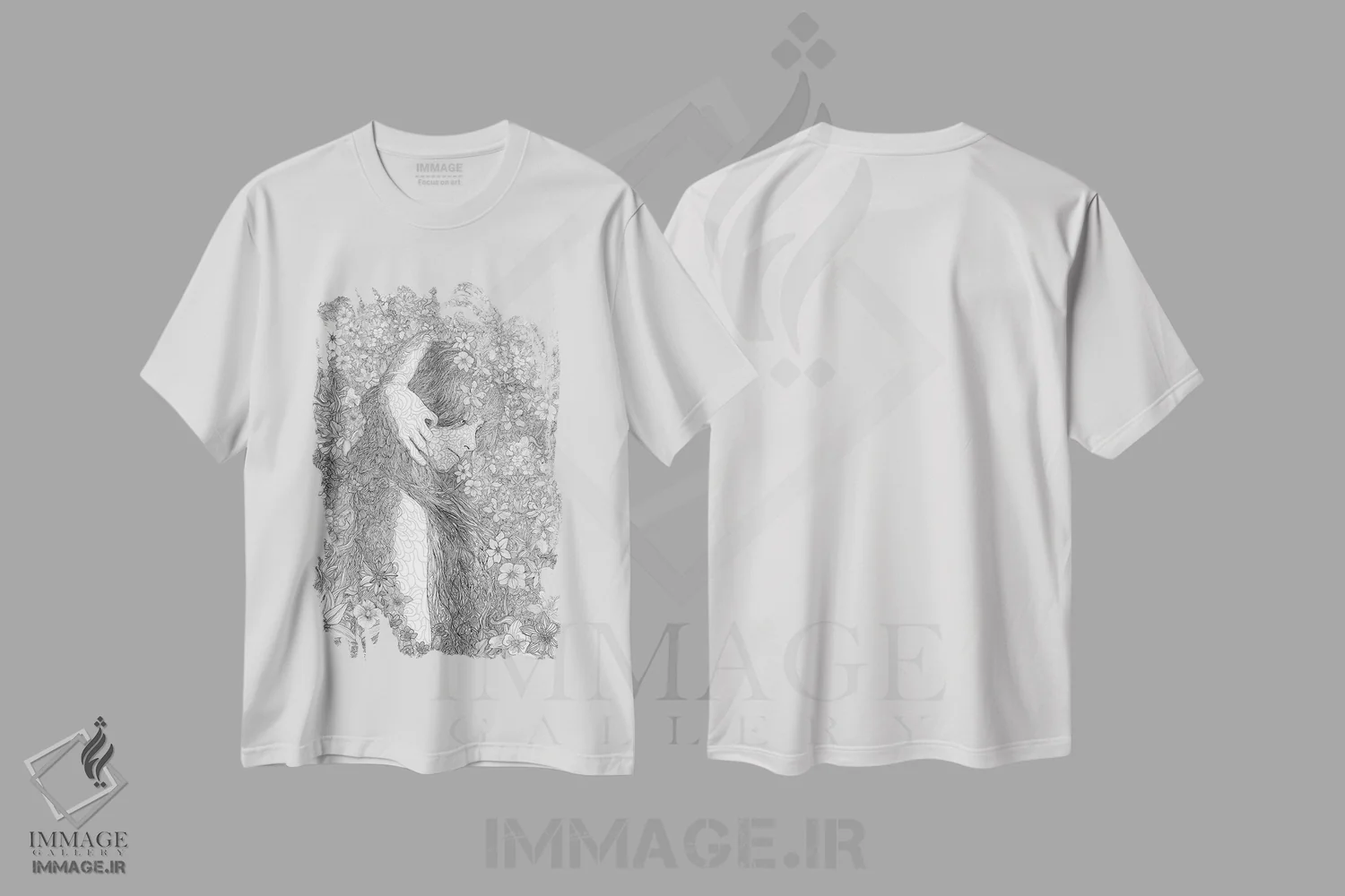 تیشرت سفید طرح دار یک روز از زندگی، هنر تزئینی سیاه و سفید اثر پدرو تاپا | فروشگاه ایماژ