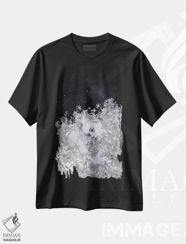تیشرت مشکی طرح دار سپیده دم، دکور معاصر اثر پدرو تاپا | فروشگاه ایماژ