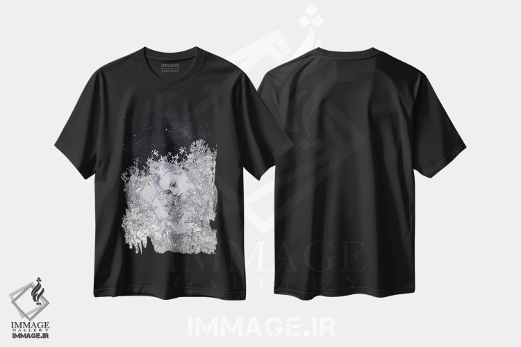 تیشرت مشکی طرح دار سپیده دم، دکور معاصر اثر پدرو تاپا | فروشگاه ایماژ