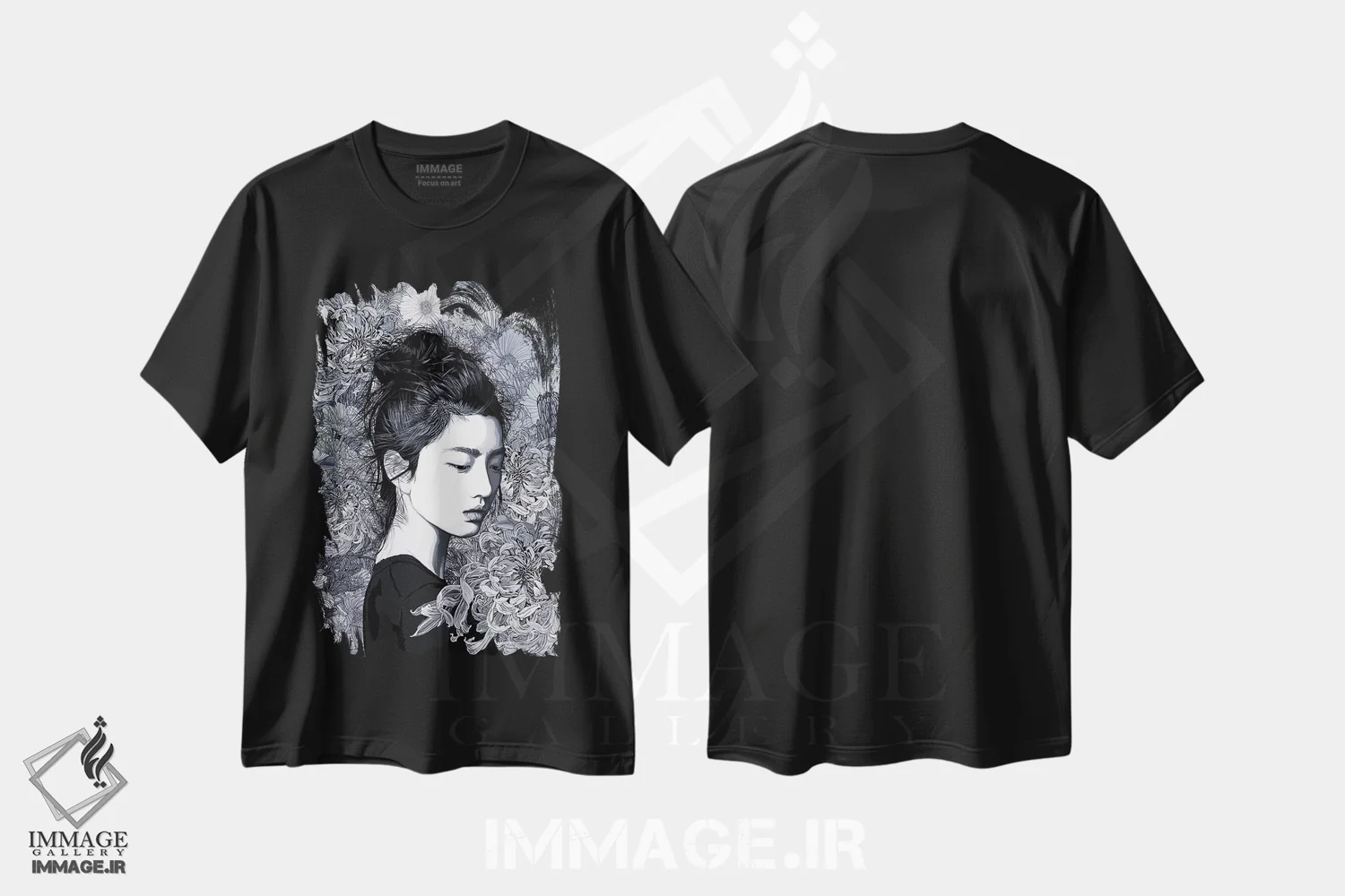 تیشرت مشکی طرح دار پس از سپیده دم، دکور آسیایی اثر پدرو تاپا | immage.ir