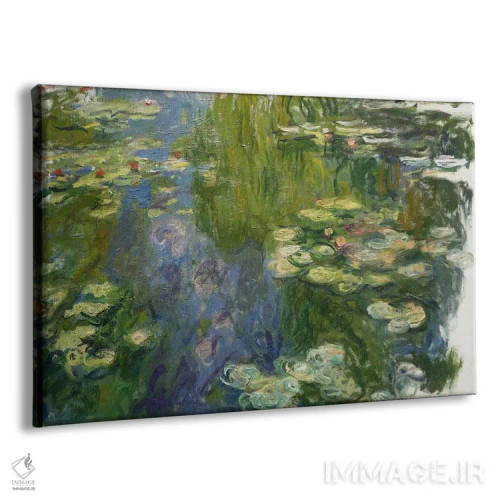 تابلو حوضچه نیلوفرهای آبی اثر کلود مونه (نقاش معروف فرانسوی) - نمای پرسپکتیو محصول