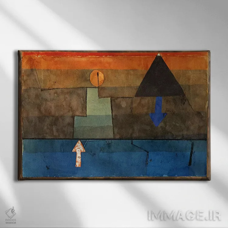 تابلو تضادها در غروب (آبی و نارنجی) ۱۹۲۴–۱۹۲۵ اثر پل کله - نمای روبهرو روی دیوار