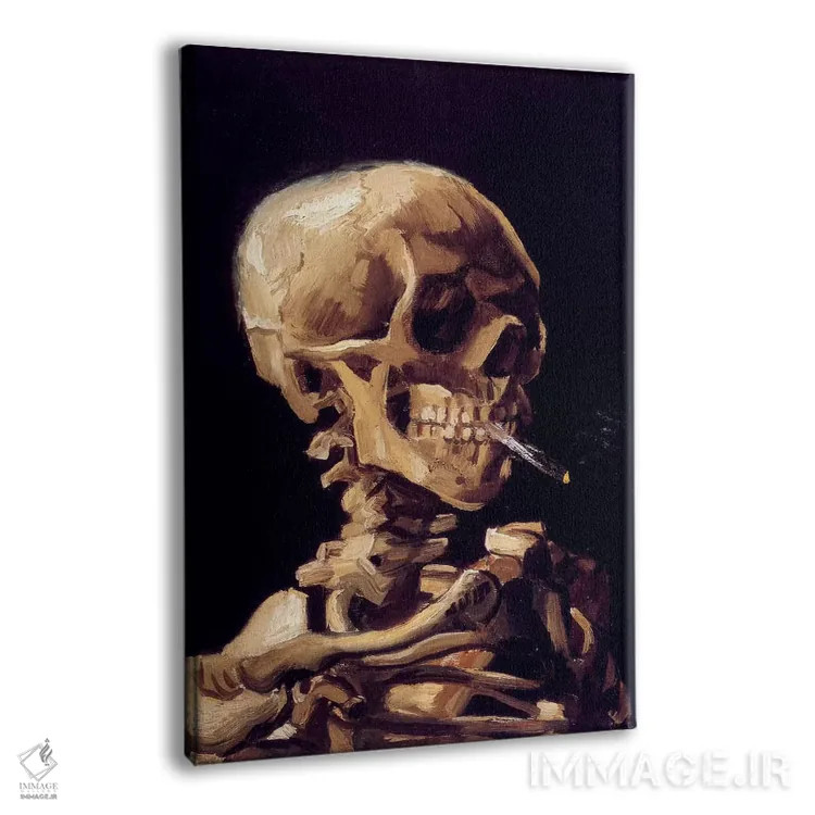 تابلو سر اسکلت با سیگار روشن، حدود ۱۸۸۵–۱۸۸۶ اثر ونسان ون گوگ (نقاش مشهور هلندی پستامپرسیونیسم) - نمای پرسپکتیو محصول