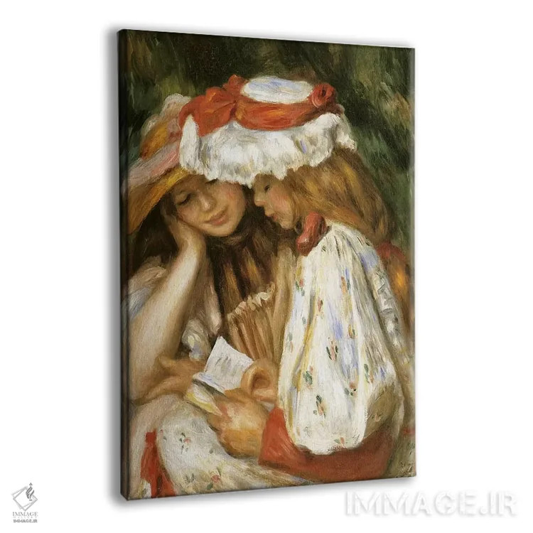 تابلو دو دختر در حال مطالعه اثر کلود مونه (نقاش معروف فرانسوی) - نمای پرسپکتیو محصول