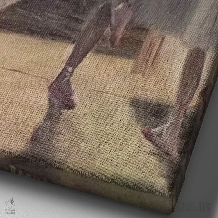 تابلو سه رقاص در سالن تمرین اثر ادگار دگا (نقاش و مجسمهساز فرانسوی) - نمای نزدیک بافت بوم