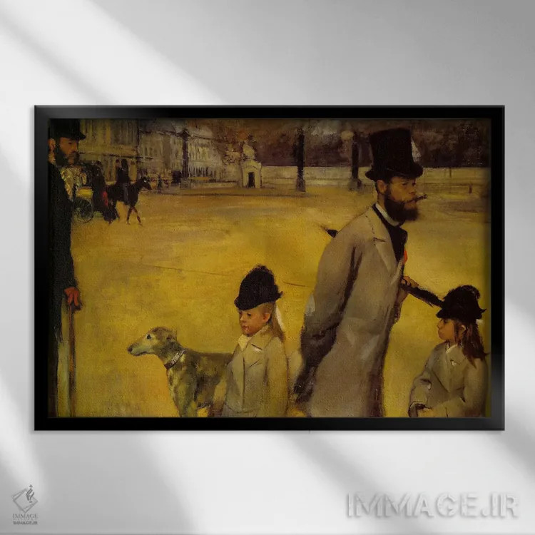 تابلو میدان کنکورد، ۱۸۷۵ اثر ادگار دگا (نقاش و مجسمهساز فرانسوی) - نمای قابدار مشکی