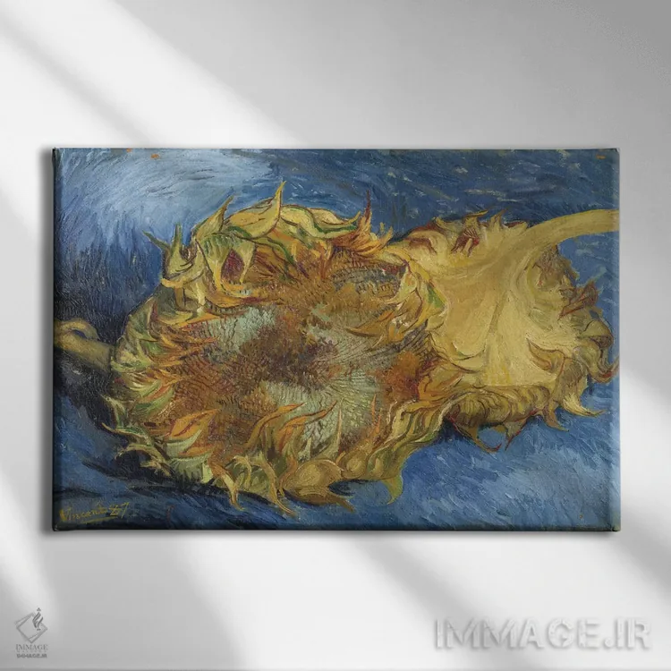 تابلو آفتابگردانها، ۱۸۸۷ اثر ونسان ون گوگ (نقاش مشهور هلندی پستامپرسیونیسم) - نمای روبهرو روی دیوار