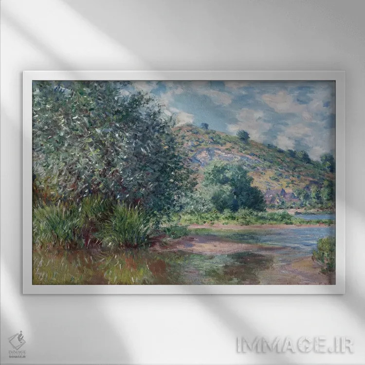 تابلو منظرهای در پورت-ویلز ۱۸۸۵ اثر کلود مونه (نقاش معروف فرانسوی) - نمای قابدار سفید