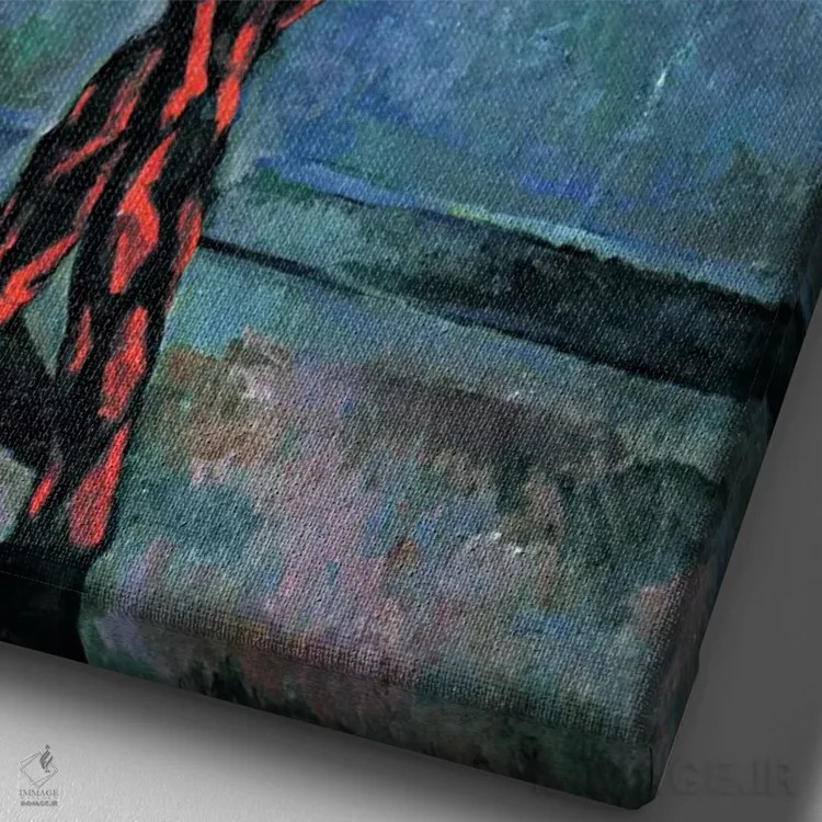 تابلو هارلکوین (شخصیت نمایشی) اثر پل سزان - نمای نزدیک بافت بوم