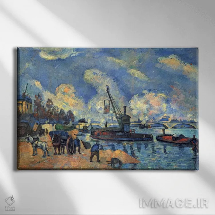 تابلو رود سن در برسی اثر پل سزان - نمای روبهرو روی دیوار