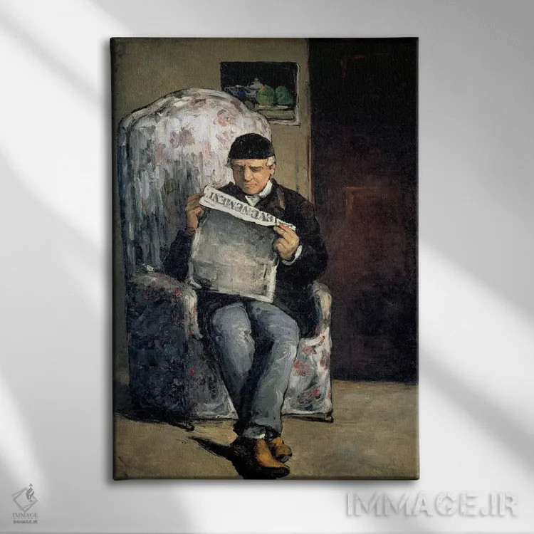 تابلو پدر هنرمند (در حال خواندن روزنامه L'Événement)، ۱۸۶۶ اثر پل سزان - نمای روبهرو روی دیوار