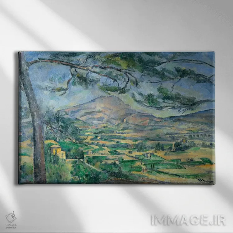 تابلو کوهستان سن-ویکتوار با درخت کاج بزرگ، ۱۸۸۷ اثر پل سزان - نمای روبهرو روی دیوار