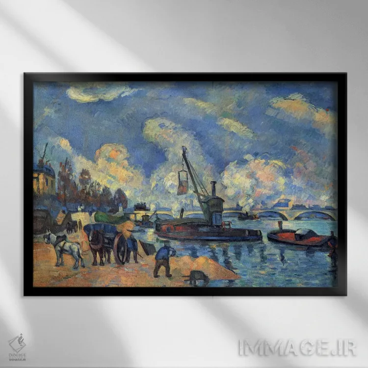 تابلو رود سن در برسی اثر پل سزان - نمای قابدار مشکی