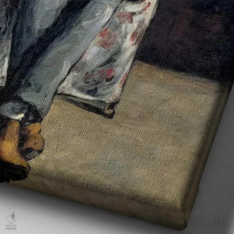 تابلو پدر هنرمند (در حال خواندن روزنامه L'Événement)، ۱۸۶۶ اثر پل سزان - نمای نزدیک بافت بوم