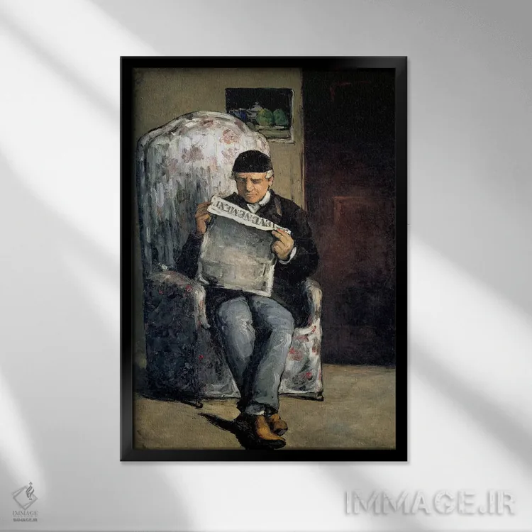 تابلو پدر هنرمند (در حال خواندن روزنامه L'Événement)، ۱۸۶۶ اثر پل سزان - نمای قابدار مشکی