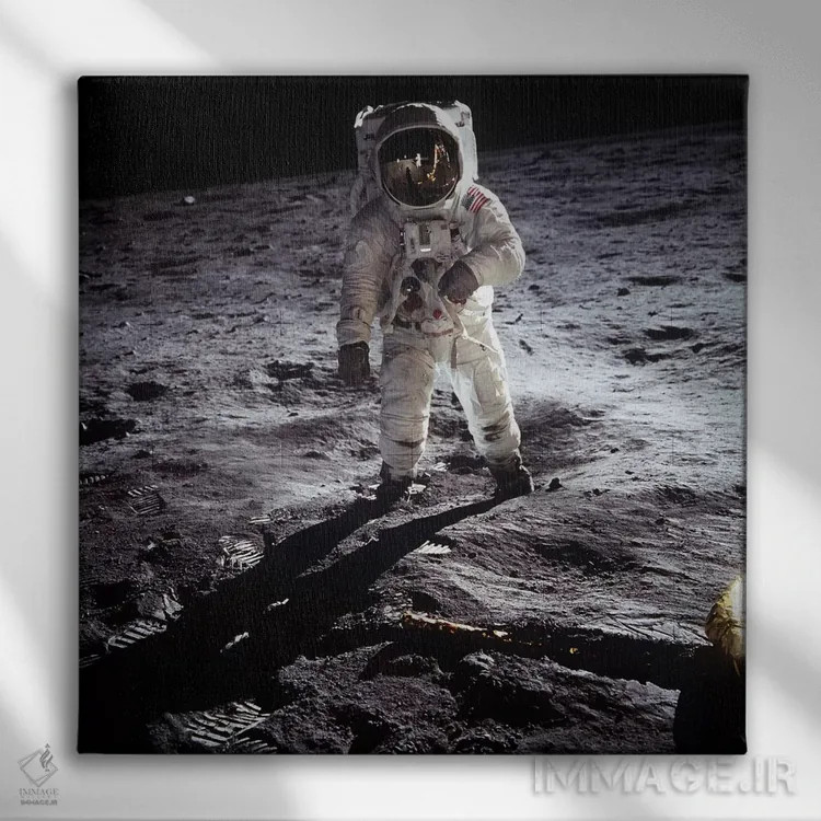 تابلو باز آلدرین، فضانورد ماهپیما اثر ناسا (آژانس فضایی آمریکا) - نمای روبهرو روی دیوار