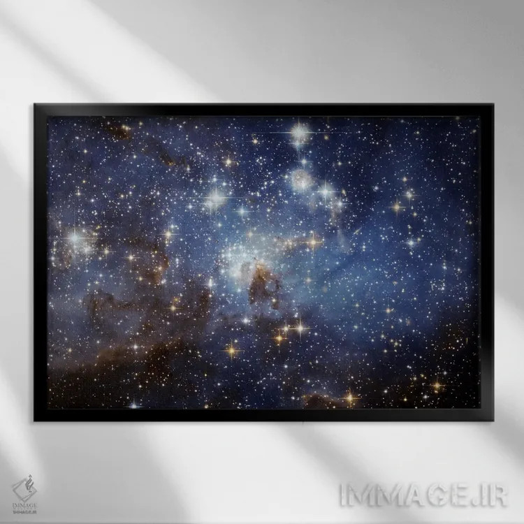 تابلو محل تولد ستارگان LH-95 (تلسکوپ فضایی هابل) اثر ناسا (آژانس فضایی آمریکا) - نمای قابدار مشکی