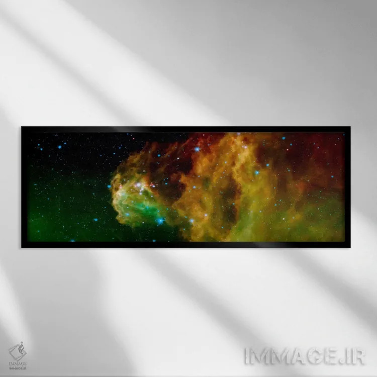 تابلو ستارههای بیرون آمده از سر جبار (رصدخانه فضایی اسپیتزر) اثر هنرمند ناشناس - نمای قابدار مشکی