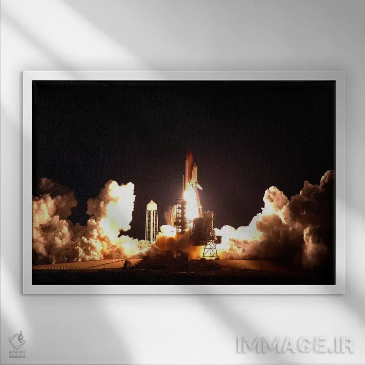 تابلو پرتاب شاتل فضایی اندور اثر ناسا (آژانس فضایی آمریکا) - نمای قابدار سفید