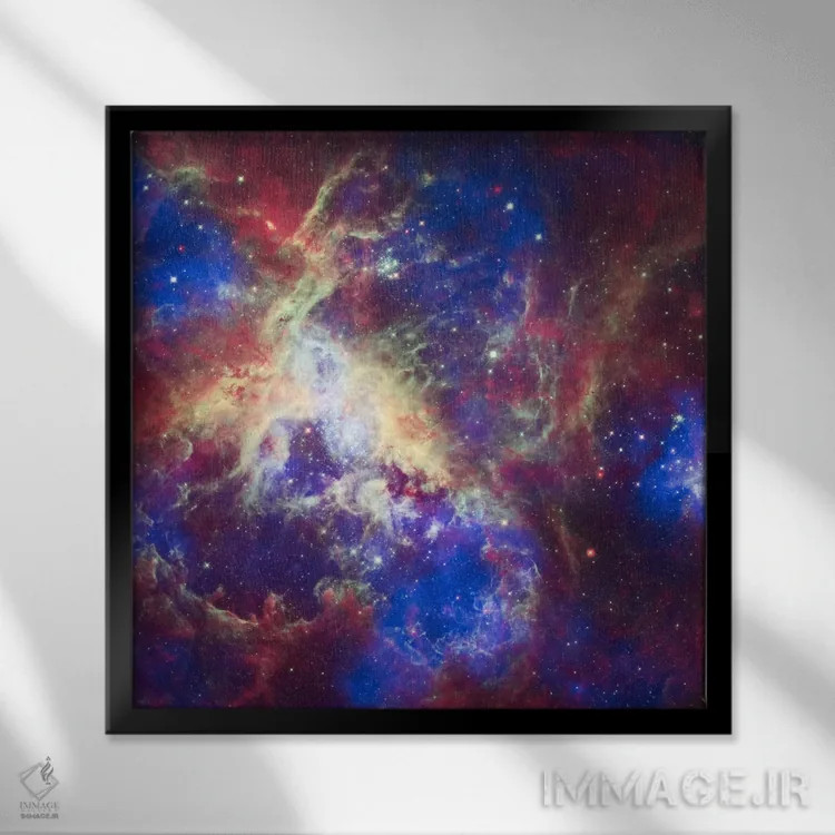 تابلو سحابی تارانتولا (رصدخانه فضایی اسپیتزر) اثر ناسا (آژانس فضایی آمریکا) - نمای قابدار مشکی