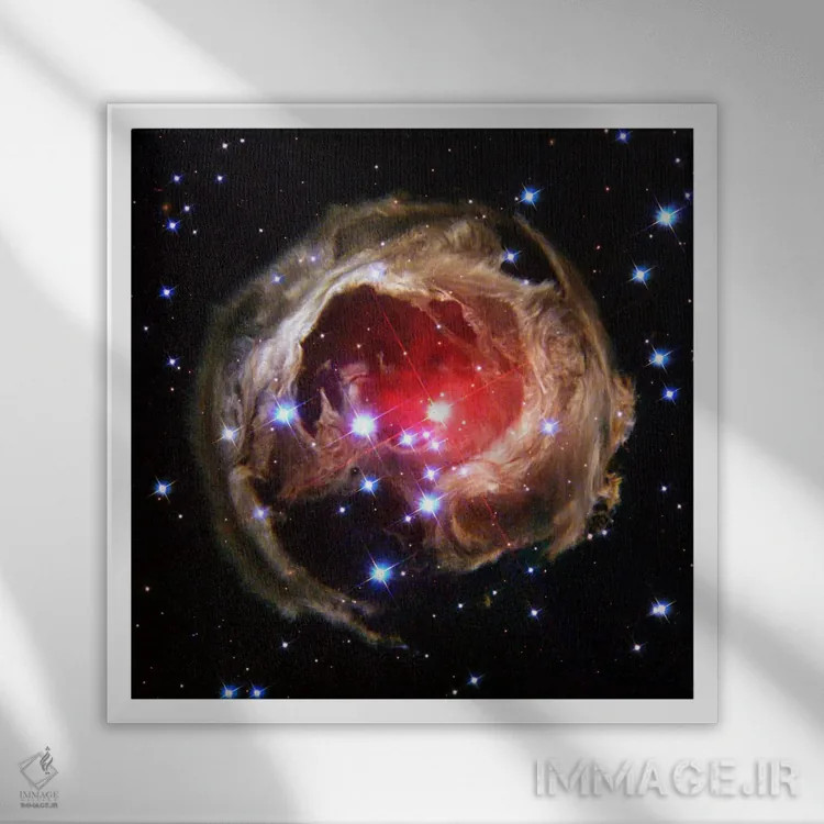 تابلو وی۸۳۸ تکشاخ (تلسکوپ فضایی هابل) اثر ناسا (آژانس فضایی آمریکا) - نمای قابدار سفید