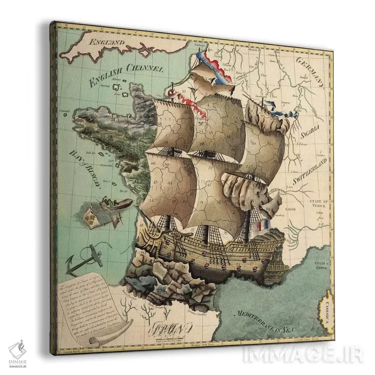 تابلو نقشه قدیمی فرانسه اثر هنرمند ناشناس - نمای پرسپکتیو محصول