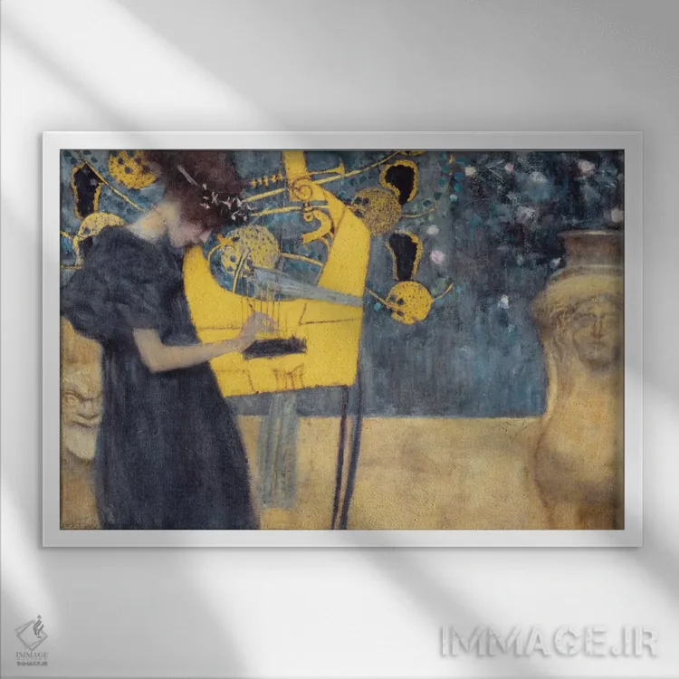 تابلو موسیقی ۱، ۱۸۹۵ اثر گوستاو کلیمت - نمای قابدار سفید